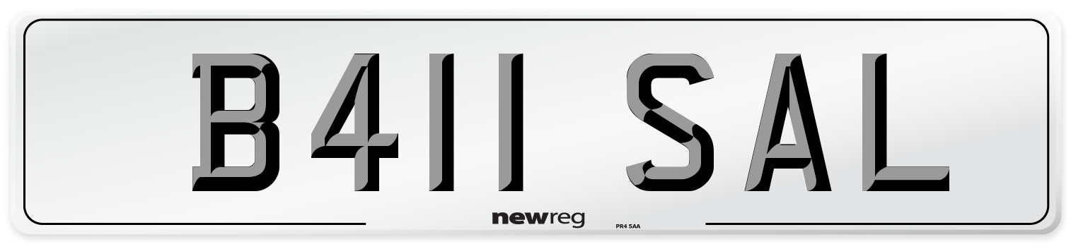 B411 SAL Number Plate from New Reg